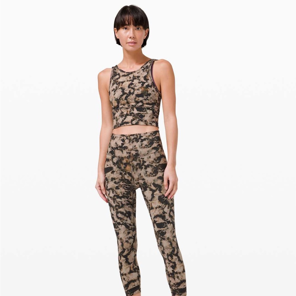 EUC lululemon power pivot tank *everlux size 6 in dispersed light raw linen